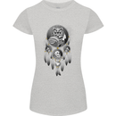 Bring the Nightmare Tribal Owl Skull Gothic Womens Petite Cut T-Shirt Sports Grey