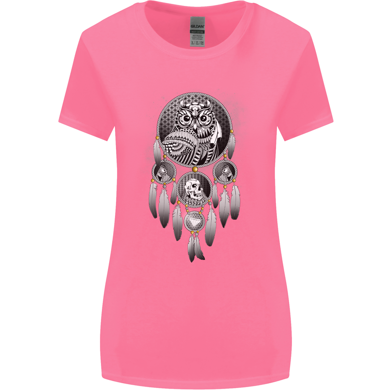 Bring the Nightmare Tribal Owl Skull Gothic Womens Wider Cut T-Shirt Azalea