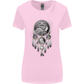 Bring the Nightmare Tribal Owl Skull Gothic Womens Wider Cut T-Shirt Light Pink