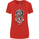 Bring the Nightmare Tribal Owl Skull Gothic Womens Wider Cut T-Shirt Red