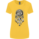 Bring the Nightmare Tribal Owl Skull Gothic Womens Wider Cut T-Shirt Yellow