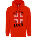 Britain Its in My DNA Funny Union Jack Flag Childrens Kids Hoodie Bright Red