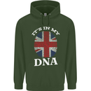 Britain Its in My DNA Funny Union Jack Flag Childrens Kids Hoodie Forest Green