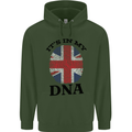 Britain Its in My DNA Funny Union Jack Flag Childrens Kids Hoodie Forest Green