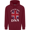 Britain Its in My DNA Funny Union Jack Flag Childrens Kids Hoodie Maroon