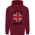 Britain Its in My DNA Funny Union Jack Flag Childrens Kids Hoodie Maroon
