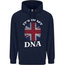 Britain Its in My DNA Funny Union Jack Flag Childrens Kids Hoodie Navy Blue