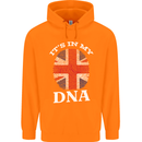 Britain Its in My DNA Funny Union Jack Flag Childrens Kids Hoodie Orange