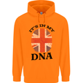 Britain Its in My DNA Funny Union Jack Flag Childrens Kids Hoodie Orange