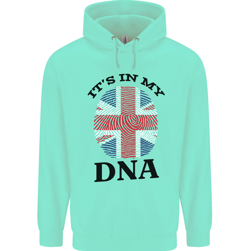 Britain Its in My DNA Funny Union Jack Flag Childrens Kids Hoodie Peppermint