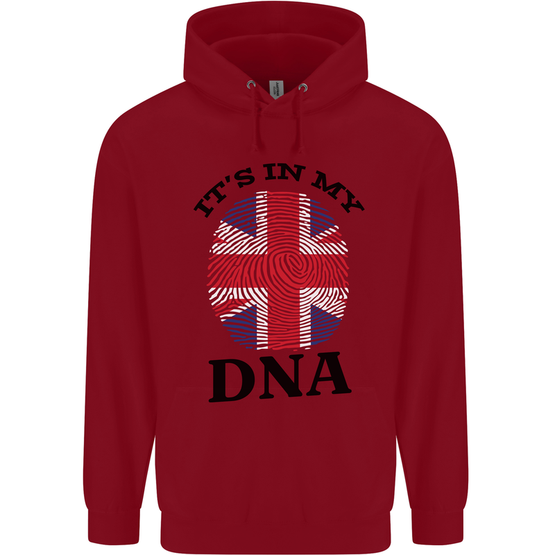 Britain Its in My DNA Funny Union Jack Flag Childrens Kids Hoodie Red