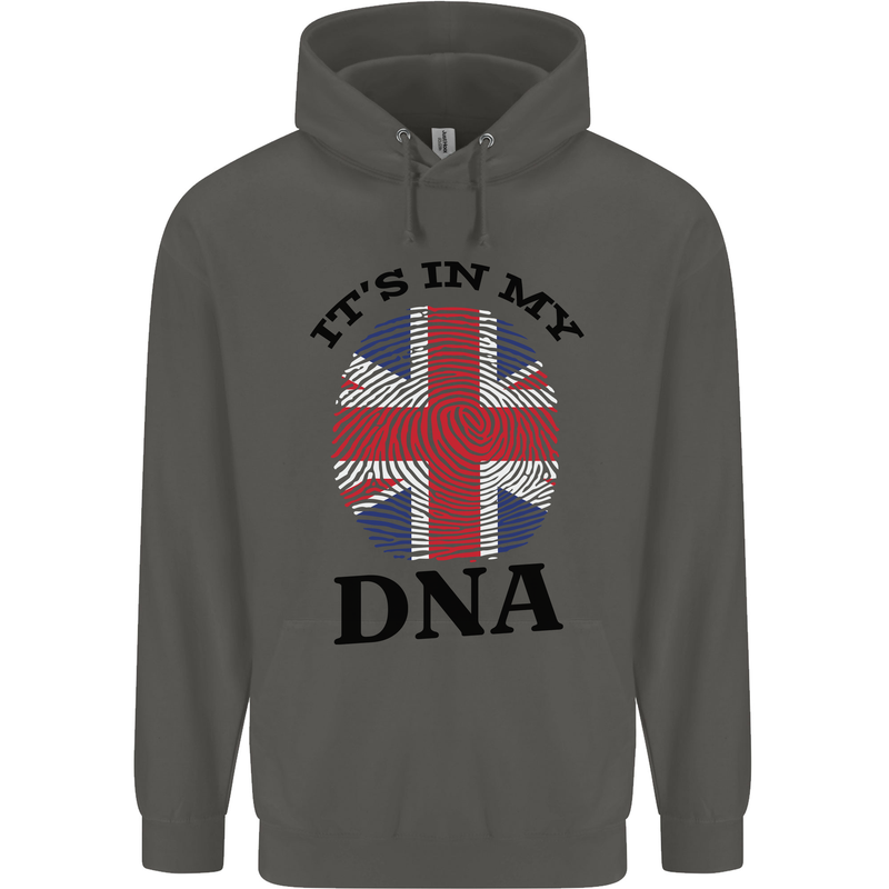 Britain Its in My DNA Funny Union Jack Flag Childrens Kids Hoodie Storm Grey