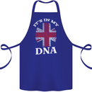 Britain Its in My DNA Funny Union Jack Flag Cotton Apron 100% Organic Royal Blue