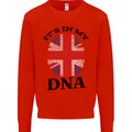 Britain Its in My DNA Funny Union Jack Flag Kids Sweatshirt Jumper Bright Red