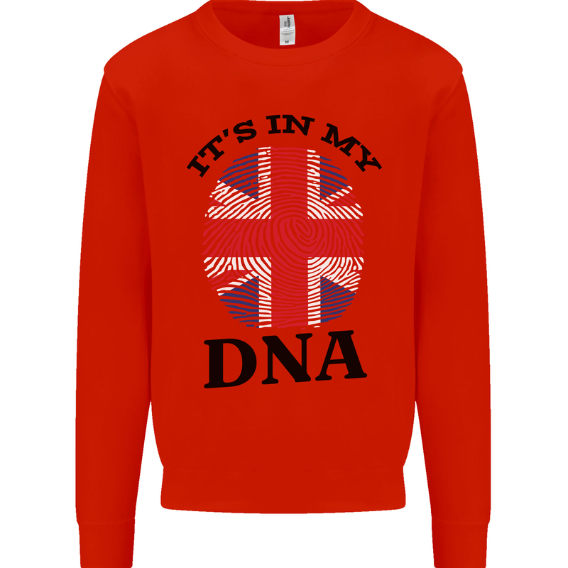 Britain Its in My DNA Funny Union Jack Flag Kids Sweatshirt Jumper Bright Red