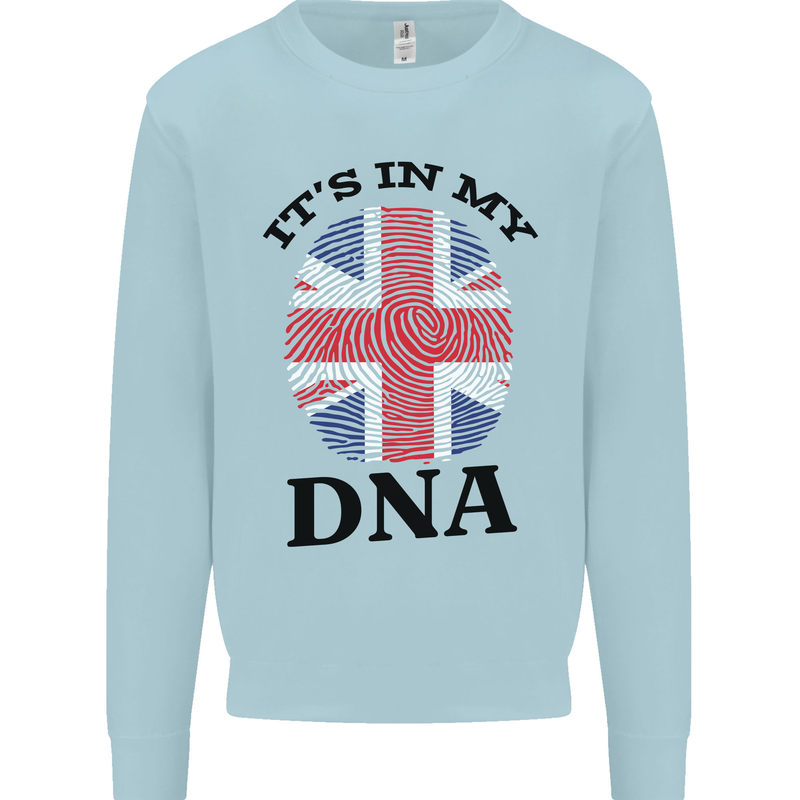 Britain Its in My DNA Funny Union Jack Flag Kids Sweatshirt Jumper Light Blue