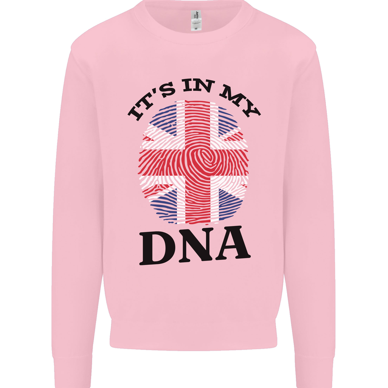 Britain Its in My DNA Funny Union Jack Flag Kids Sweatshirt Jumper Light Pink