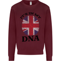Britain Its in My DNA Funny Union Jack Flag Kids Sweatshirt Jumper Maroon