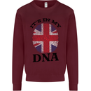 Britain Its in My DNA Funny Union Jack Flag Kids Sweatshirt Jumper Maroon
