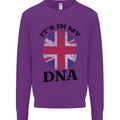 Britain Its in My DNA Funny Union Jack Flag Kids Sweatshirt Jumper Purple