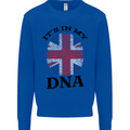 Britain Its in My DNA Funny Union Jack Flag Kids Sweatshirt Jumper Royal Blue