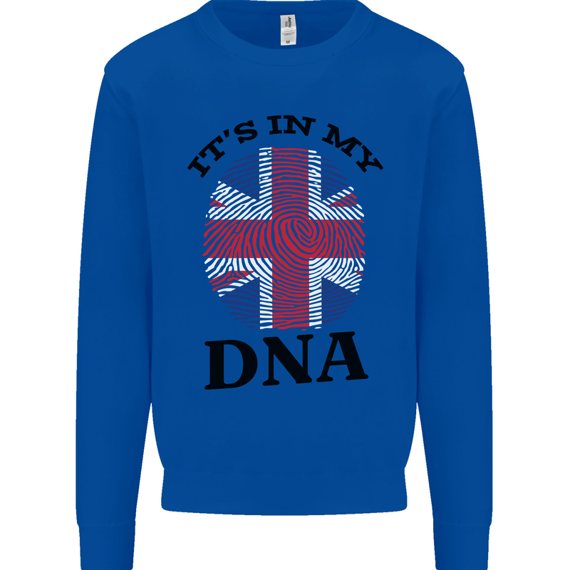 Britain Its in My DNA Funny Union Jack Flag Kids Sweatshirt Jumper Royal Blue