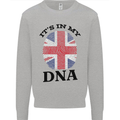 Britain Its in My DNA Funny Union Jack Flag Kids Sweatshirt Jumper Sports Grey