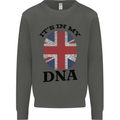 Britain Its in My DNA Funny Union Jack Flag Kids Sweatshirt Jumper Storm Grey