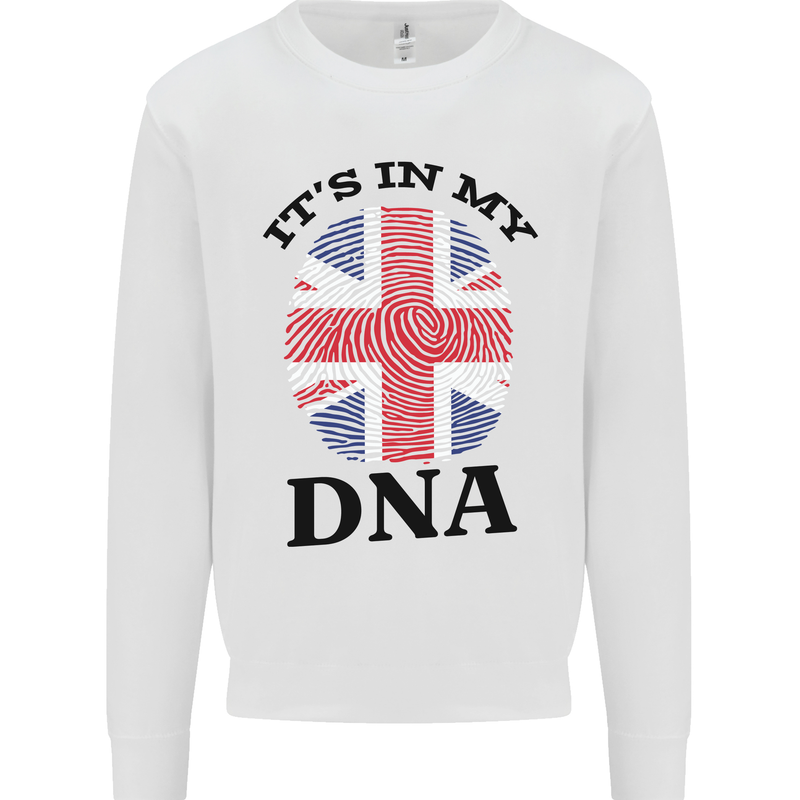 Britain Its in My DNA Funny Union Jack Flag Kids Sweatshirt Jumper White