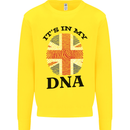 Britain Its in My DNA Funny Union Jack Flag Kids Sweatshirt Jumper Yellow