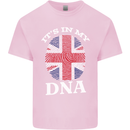 Britain Its in My DNA Funny Union Jack Flag Kids T-Shirt Childrens Light Pink