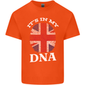 Britain Its in My DNA Funny Union Jack Flag Kids T-Shirt Childrens Orange