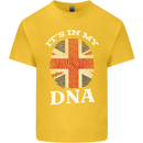 Britain Its in My DNA Funny Union Jack Flag Kids T-Shirt Childrens Yellow