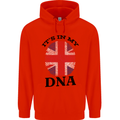 Britain Its in My DNA Funny Union Jack Flag Mens 80% Cotton Hoodie Bright Red
