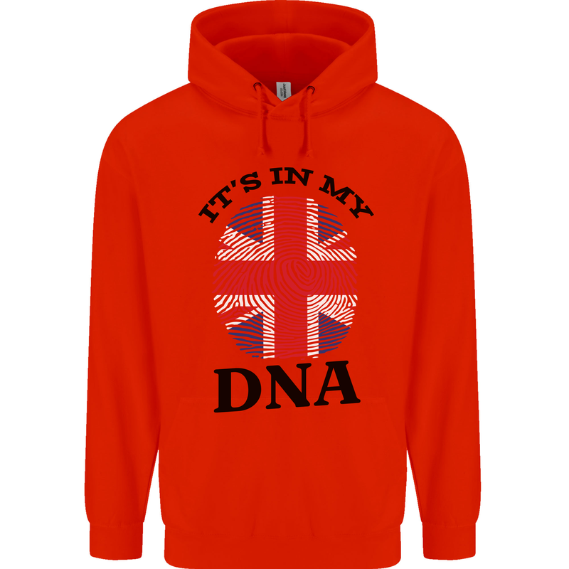Britain Its in My DNA Funny Union Jack Flag Mens 80% Cotton Hoodie Bright Red