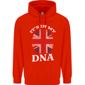 Britain Its in My DNA Funny Union Jack Flag Mens 80% Cotton Hoodie Bright Red