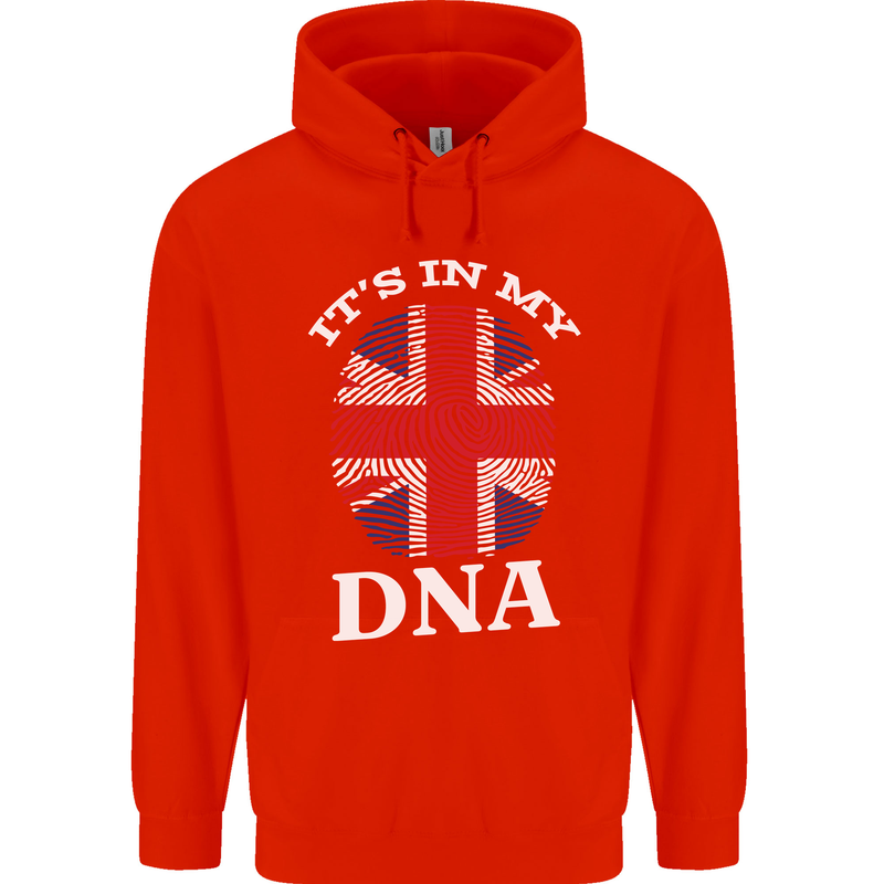 Britain Its in My DNA Funny Union Jack Flag Mens 80% Cotton Hoodie Bright Red