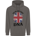 Britain Its in My DNA Funny Union Jack Flag Mens 80% Cotton Hoodie Charcoal