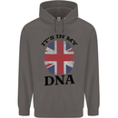 Britain Its in My DNA Funny Union Jack Flag Mens 80% Cotton Hoodie Charcoal
