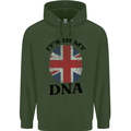 Britain Its in My DNA Funny Union Jack Flag Mens 80% Cotton Hoodie Forest Green