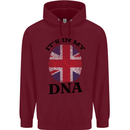 Britain Its in My DNA Funny Union Jack Flag Mens 80% Cotton Hoodie Maroon