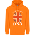 Britain Its in My DNA Funny Union Jack Flag Mens 80% Cotton Hoodie Orange