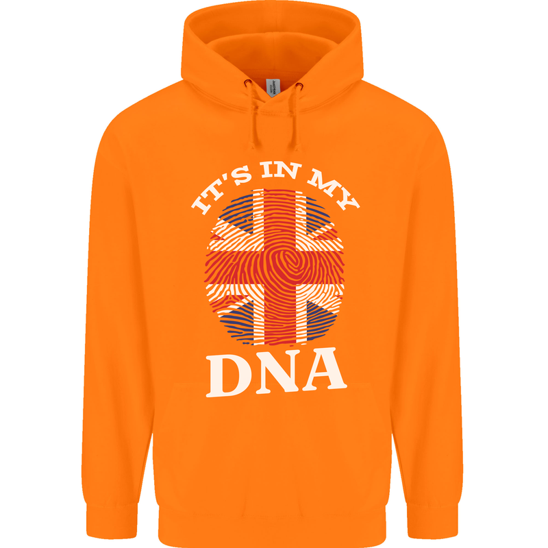 Britain Its in My DNA Funny Union Jack Flag Mens 80% Cotton Hoodie Orange