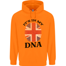 Britain Its in My DNA Funny Union Jack Flag Mens 80% Cotton Hoodie Orange
