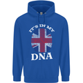 Britain Its in My DNA Funny Union Jack Flag Mens 80% Cotton Hoodie Royal Blue