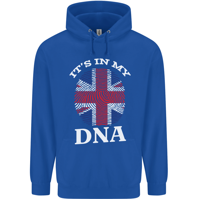 Britain Its in My DNA Funny Union Jack Flag Mens 80% Cotton Hoodie Royal Blue