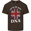 Britain Its in My DNA Funny Union Jack Flag Mens Cotton T-Shirt Tee Top Dark Chocolate