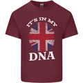 Britain Its in My DNA Funny Union Jack Flag Mens Cotton T-Shirt Tee Top Maroon