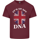 Britain Its in My DNA Funny Union Jack Flag Mens Cotton T-Shirt Tee Top Maroon