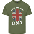 Britain Its in My DNA Funny Union Jack Flag Mens Cotton T-Shirt Tee Top Military Green